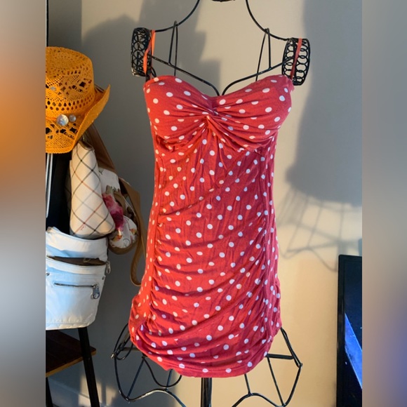 Red and white polka dotted halter top - Picture 1 of 2